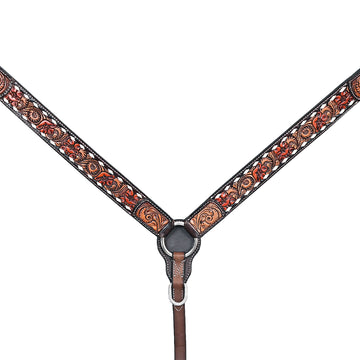 HILASON Western Horse Headstall Breast Collar Leather Brown